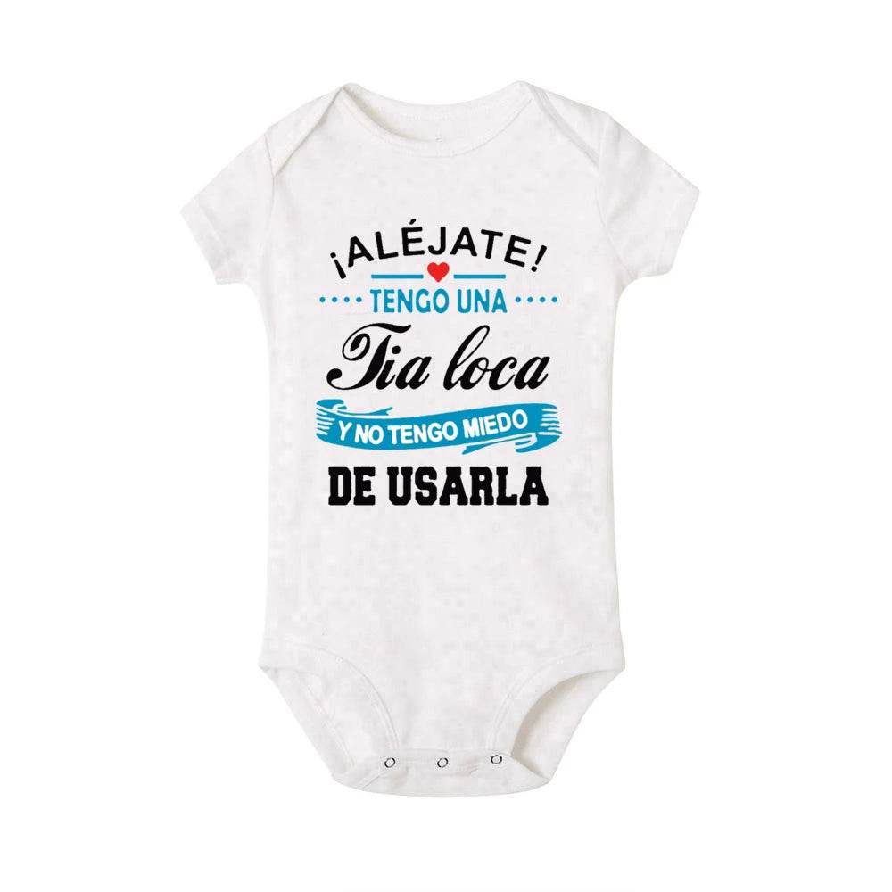 Funny Baby Romper With Slogan Stay Away I Have A Crazy Aunt Unisex Newborn Short Sleeve Jumpsuit - ToylandEU