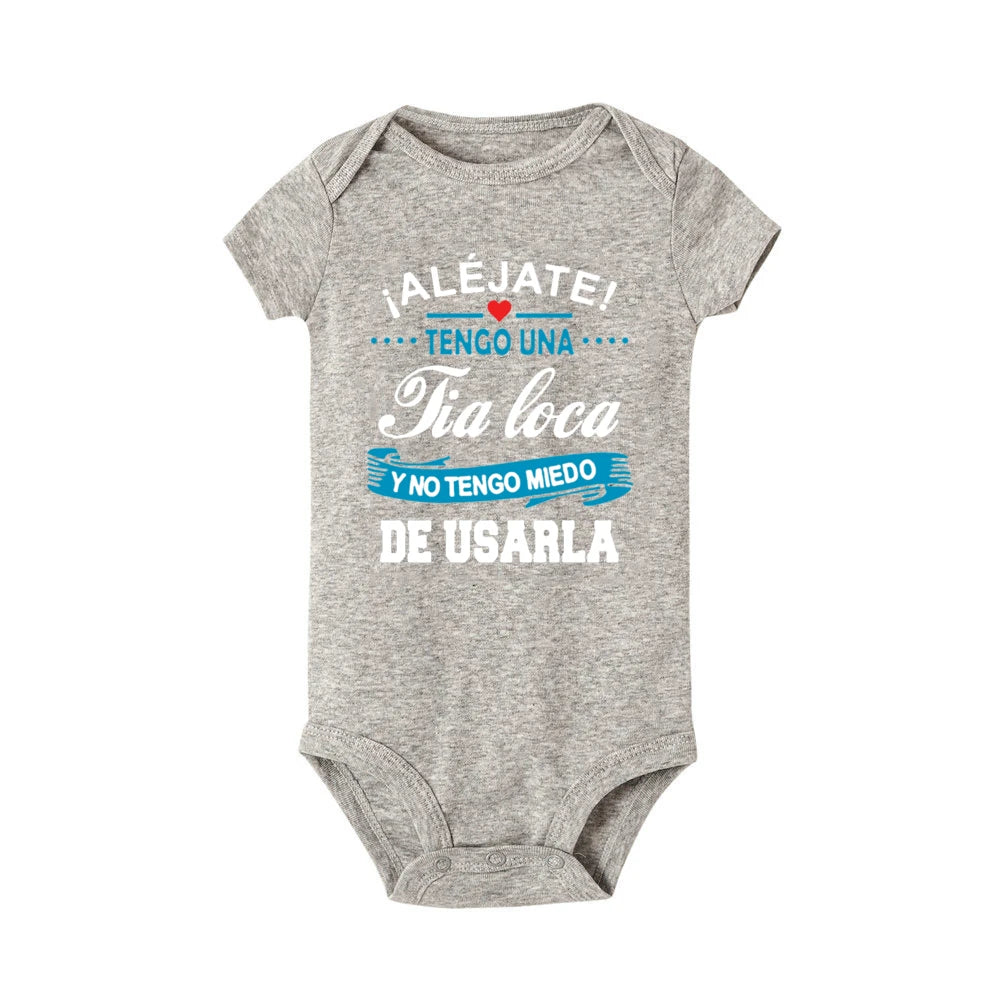 Funny Baby Romper With Slogan Stay Away I Have A Crazy Aunt Unisex Newborn Short Sleeve Jumpsuit - ToylandEU