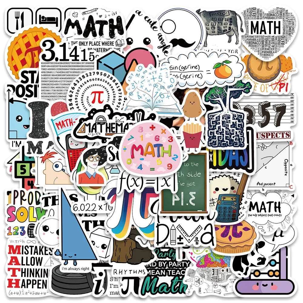 Funny Cartoon Math Stickers for Laptops - Waterproof DIY Graffiti Set - ToylandEU