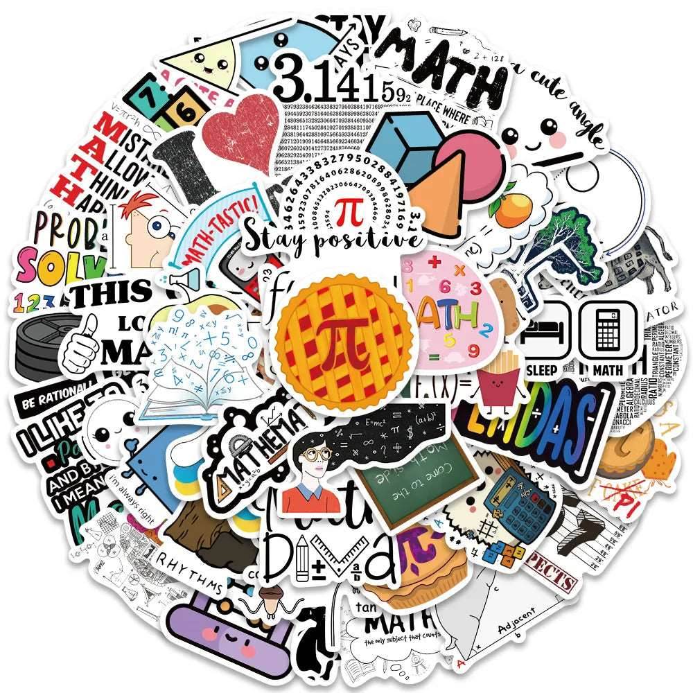 Funny Cartoon Math Stickers for Laptops - Waterproof DIY Graffiti Set - ToylandEU