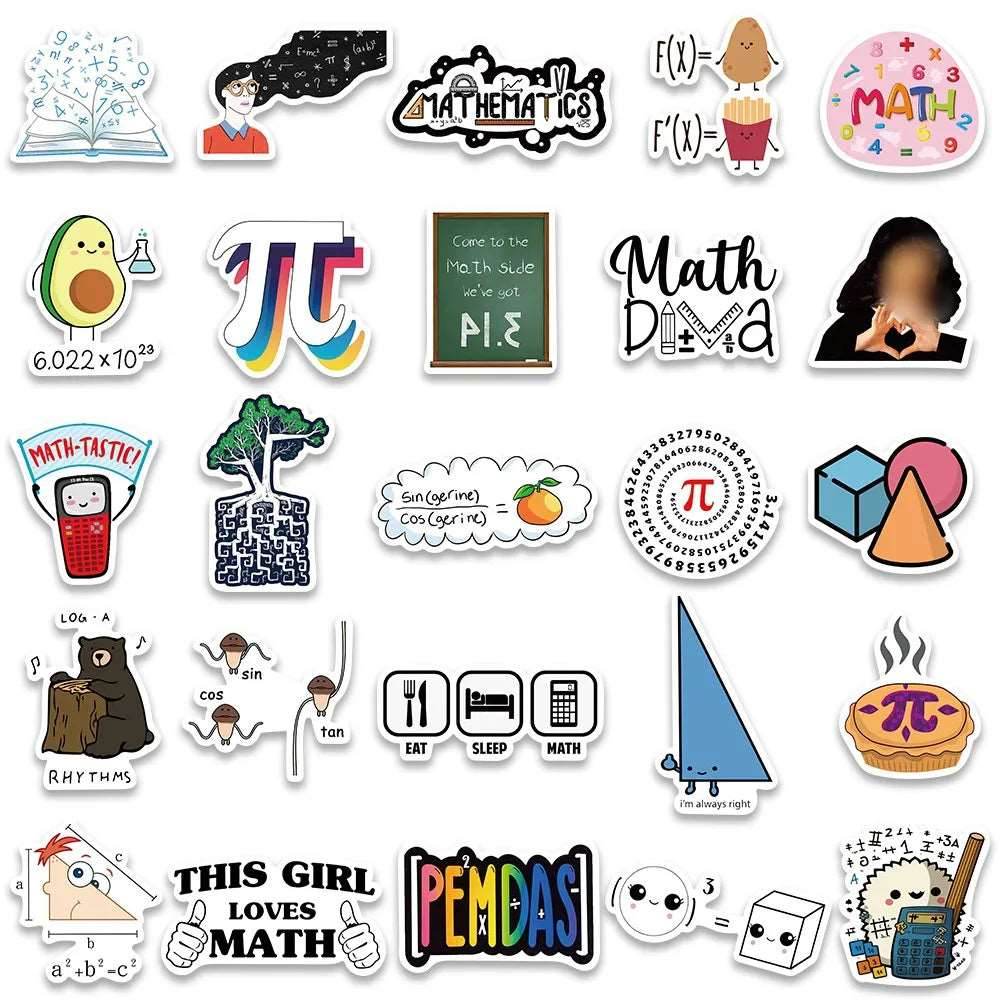 Funny Cartoon Math Stickers for Laptops - Waterproof DIY Graffiti Set - ToylandEU