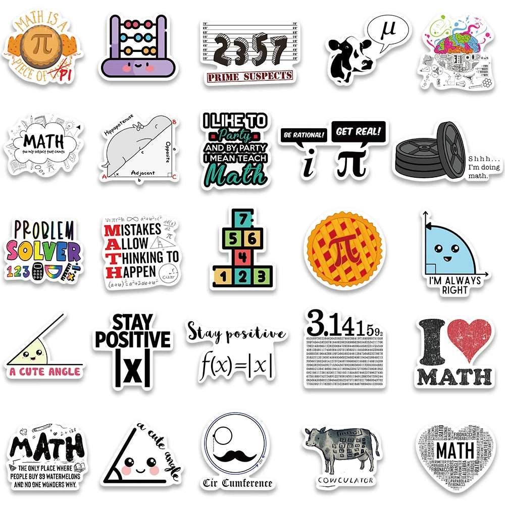 Funny Cartoon Math Stickers for Laptops - Waterproof DIY Graffiti Set - ToylandEU