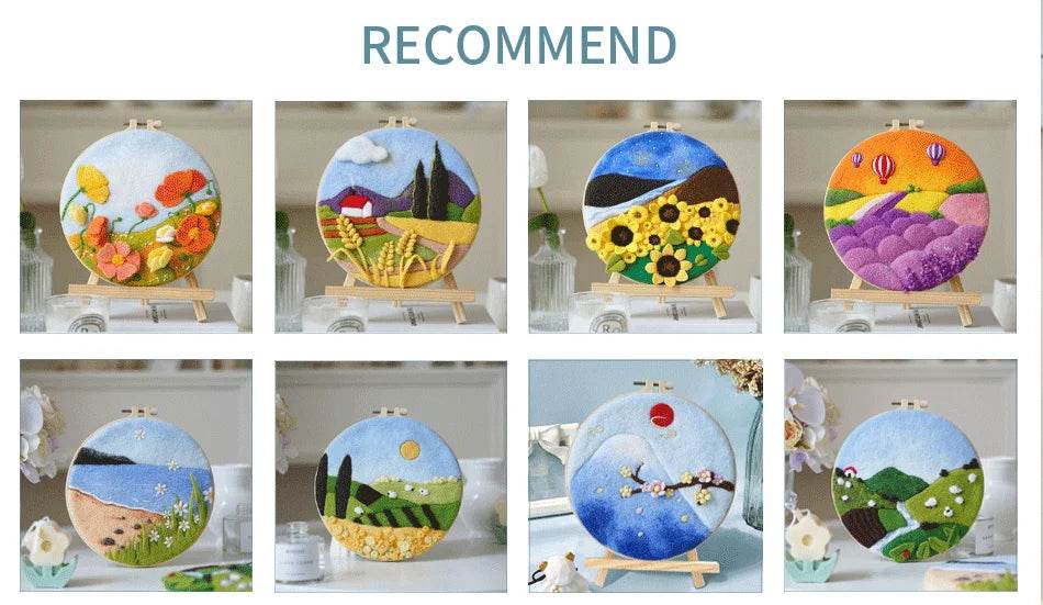 Funny Diy Wool Painting With Embroidery Kit Rainbow Scenery Diy Crafts Package Felt Needle Felting Supplies Handmade Home Decor - ToylandEU