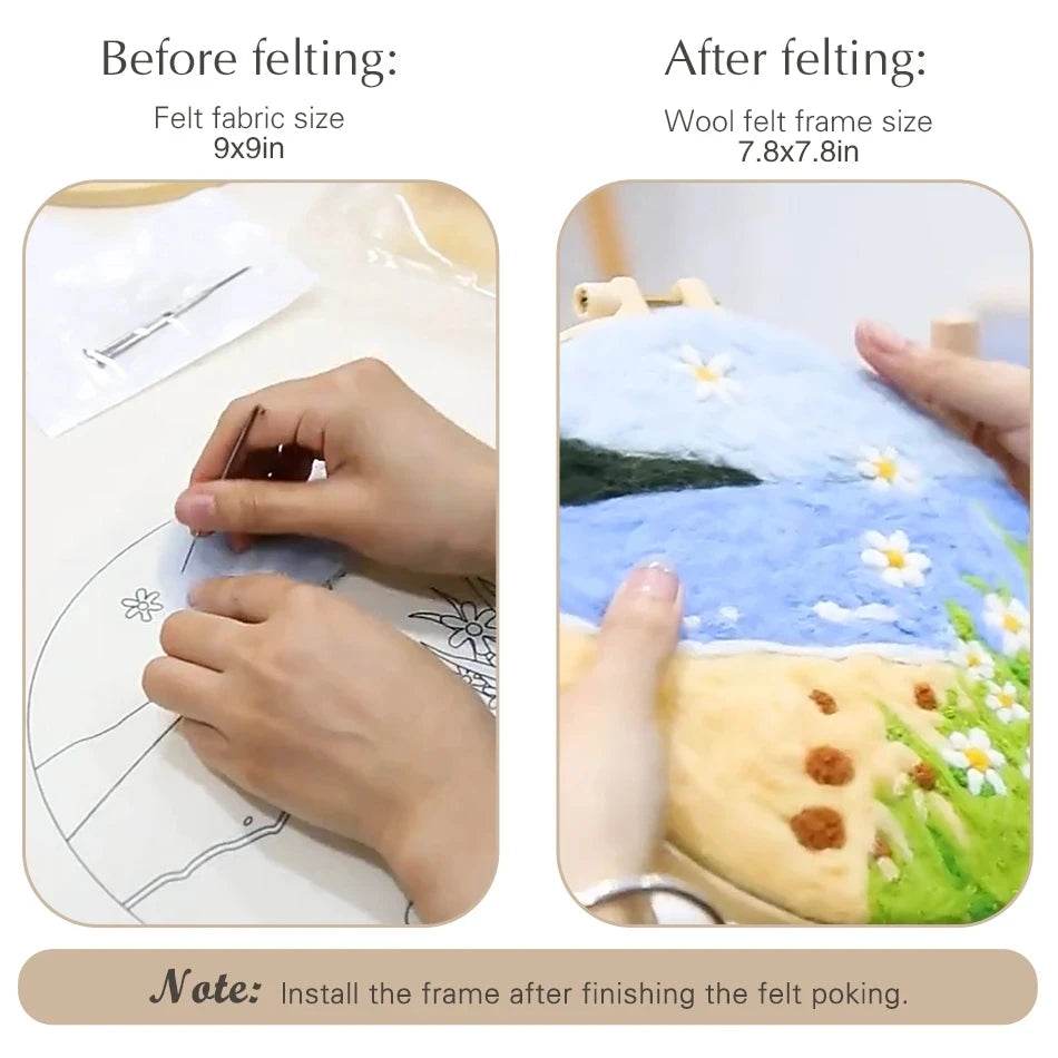 Funny Diy Wool Painting With Embroidery Kit Rainbow Scenery Diy Crafts Package Felt Needle Felting Supplies Handmade Home Decor - ToylandEU