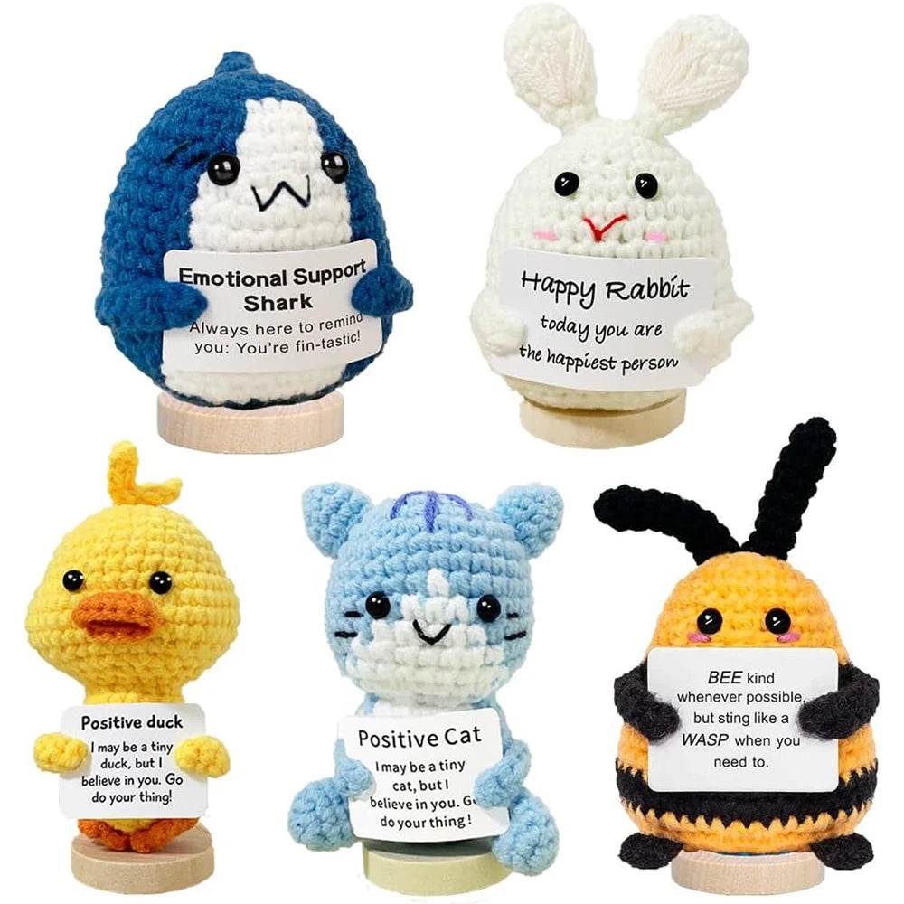 Funny Handmade Positive Energy Bee Doll With Card Home Room Decoration Crochet Knitting Shark Doll Ornament Christmas Party Gift - ToylandEU