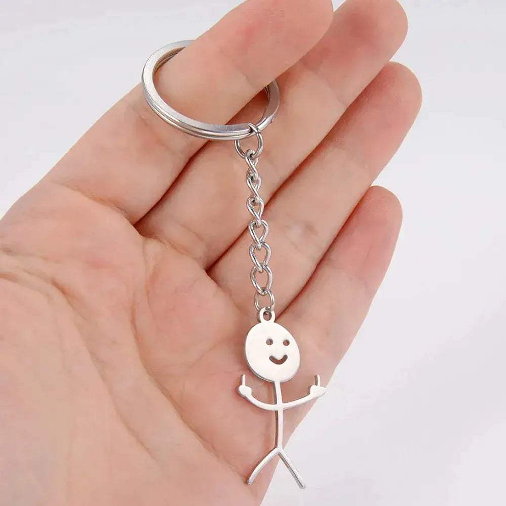 Funny Middle Finger Keychain Stainless Steel Gift For Friends - ToylandEU