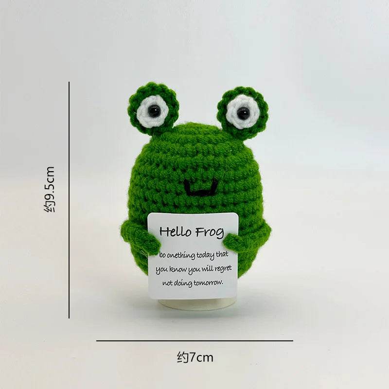 Funny Positive Crochet Sunshine Doll Desktop Ornament Handmade Cheer Emotional Support Sun with Card Home Party Decor - ToylandEU