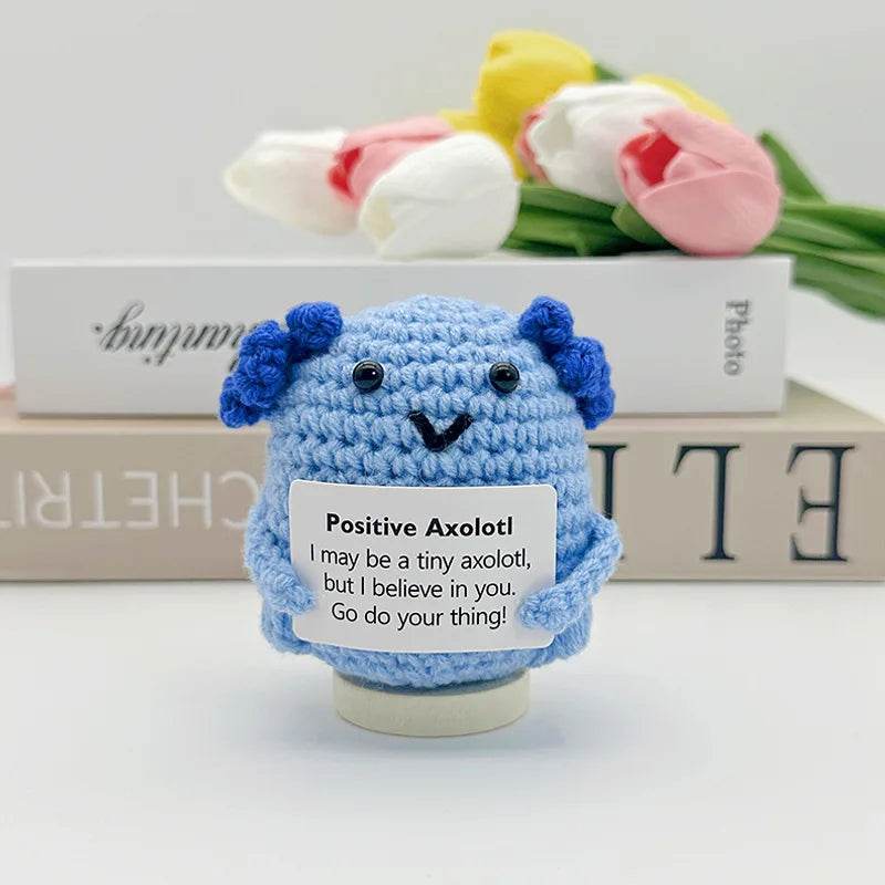 Funny Positive Crochet Sunshine Doll Desktop Ornament Handmade Cheer Emotional Support Sun with Card Home Party Decor - ToylandEU