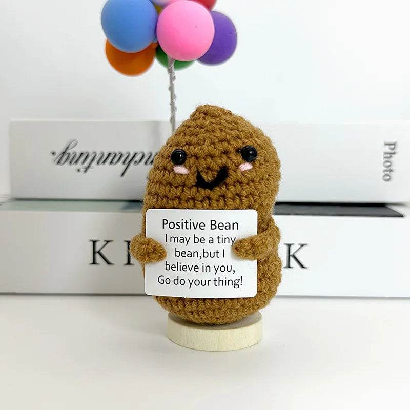 Funny Positive Crochet Sunshine Doll Desktop Ornament Handmade Cheer Emotional Support Sun with Card Home Party Decor - ToylandEU