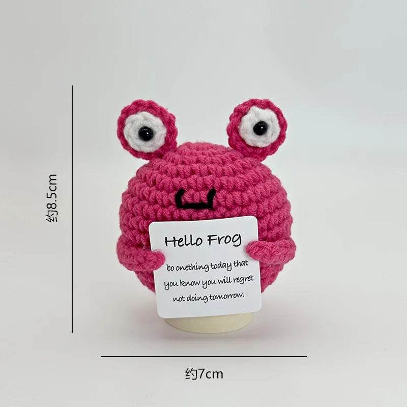 Funny Positive Crochet Sunshine Doll Desktop Ornament Handmade Cheer Emotional Support Sun with Card Home Party Decor - ToylandEU