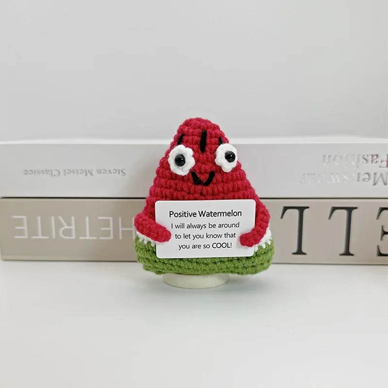 Funny Positive Crochet Sunshine Doll Desktop Ornament Handmade Cheer Emotional Support Sun with Card Home Party Decor - ToylandEU