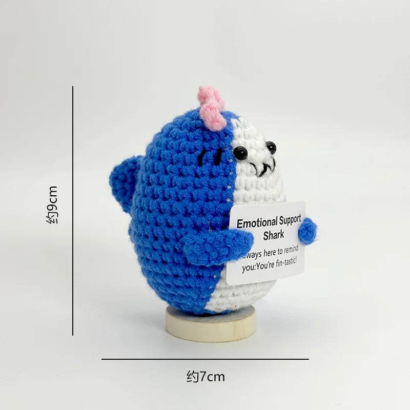 Funny Positive Crochet Sunshine Doll Desktop Ornament Handmade Cheer Emotional Support Sun with Card Home Party Decor - ToylandEU