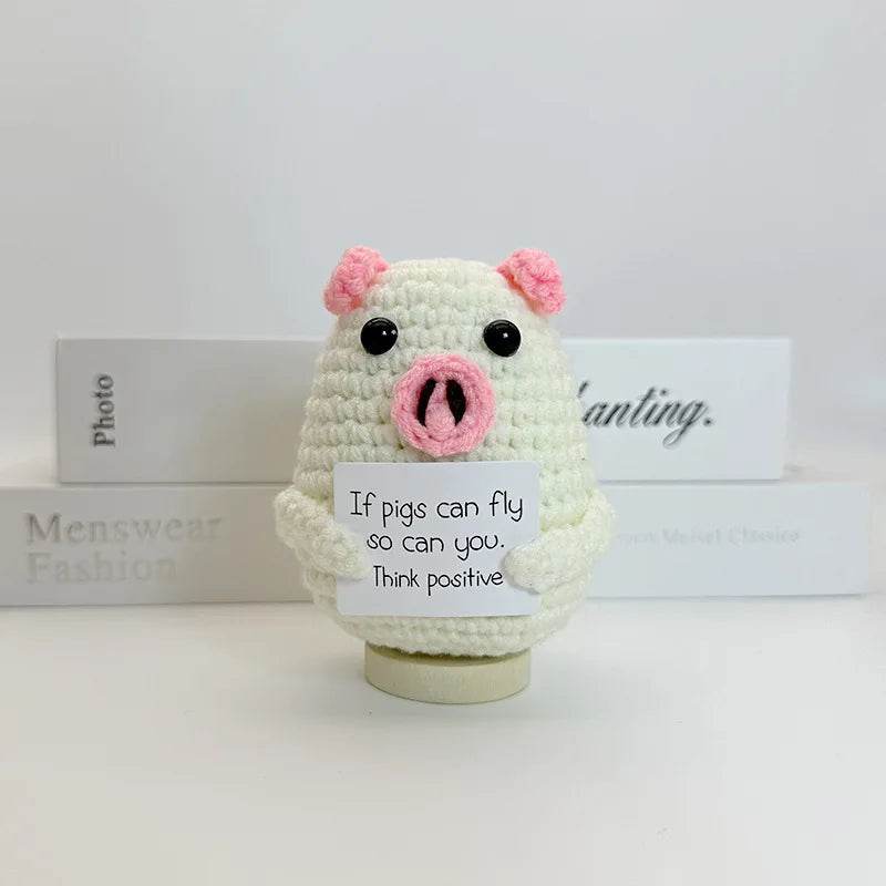 Funny Positive Crochet Sunshine Doll Desktop Ornament Handmade Cheer Emotional Support Sun with Card Home Party Decor - ToylandEU