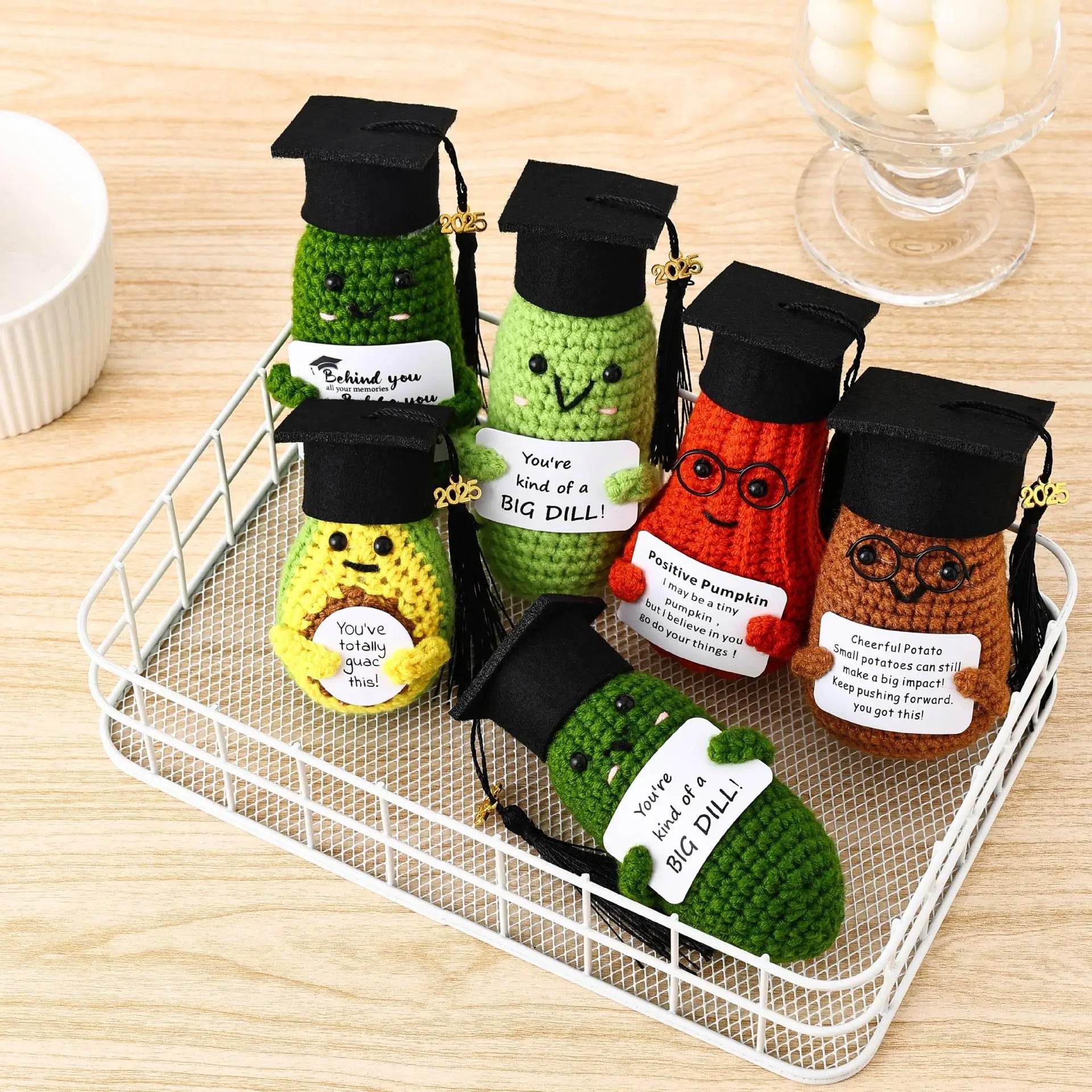 Funny Positive Support Pickle Doll Handmade Woolly Knitted - ToylandEU