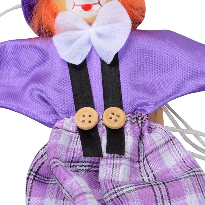 Colorful Pull String Puppet Clown Wooden Marionette - ToylandEU