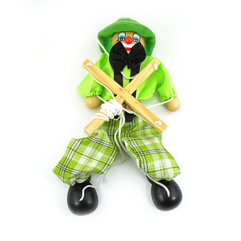 Colorful Pull String Puppet Clown Wooden Marionette - ToylandEU