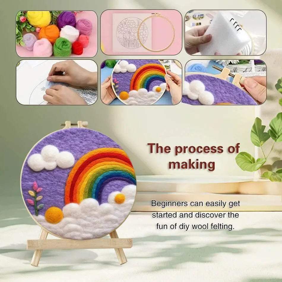 GATYZTORY 20x20cm Frame Wool Painting Kit Needle Felt Landscape Picture Craft Painting Gift For Mom - ToylandEU