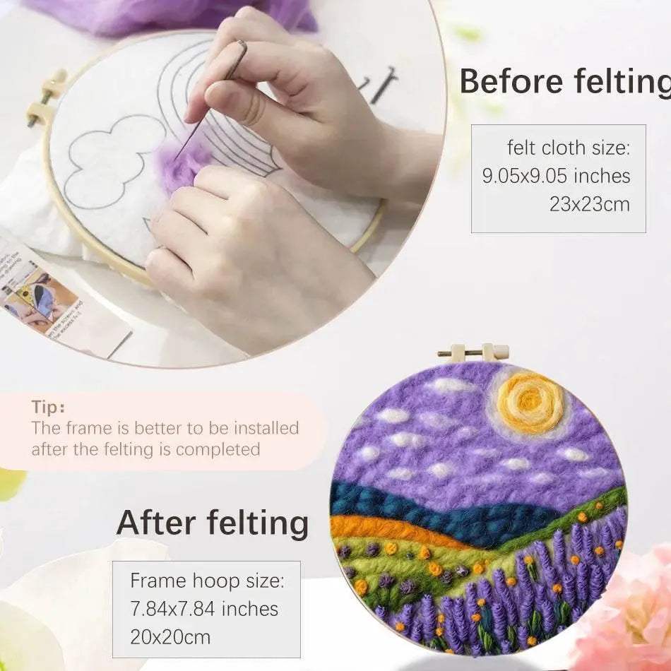 GATYZTORY 20x20cm Frame Wool Painting Kit Needle Felt Landscape Picture Craft Painting Gift For Mom - ToylandEU