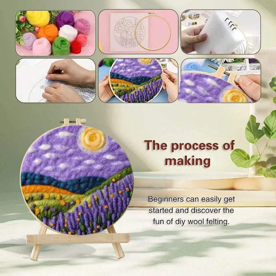 GATYZTORY 20x20cm Frame Wool Painting Kit Needle Felt Landscape Picture Craft Painting Gift For Mom - ToylandEU