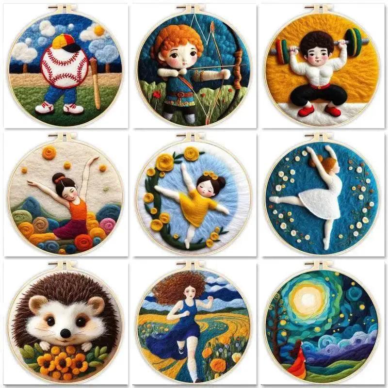  GATYZTORY DIY Wool Painting Kit With Frame Felting Needles Handmade Picture Kit Hot Air Balloon For Home Decors Crafts Gift ﻿ -  ToylandEU™