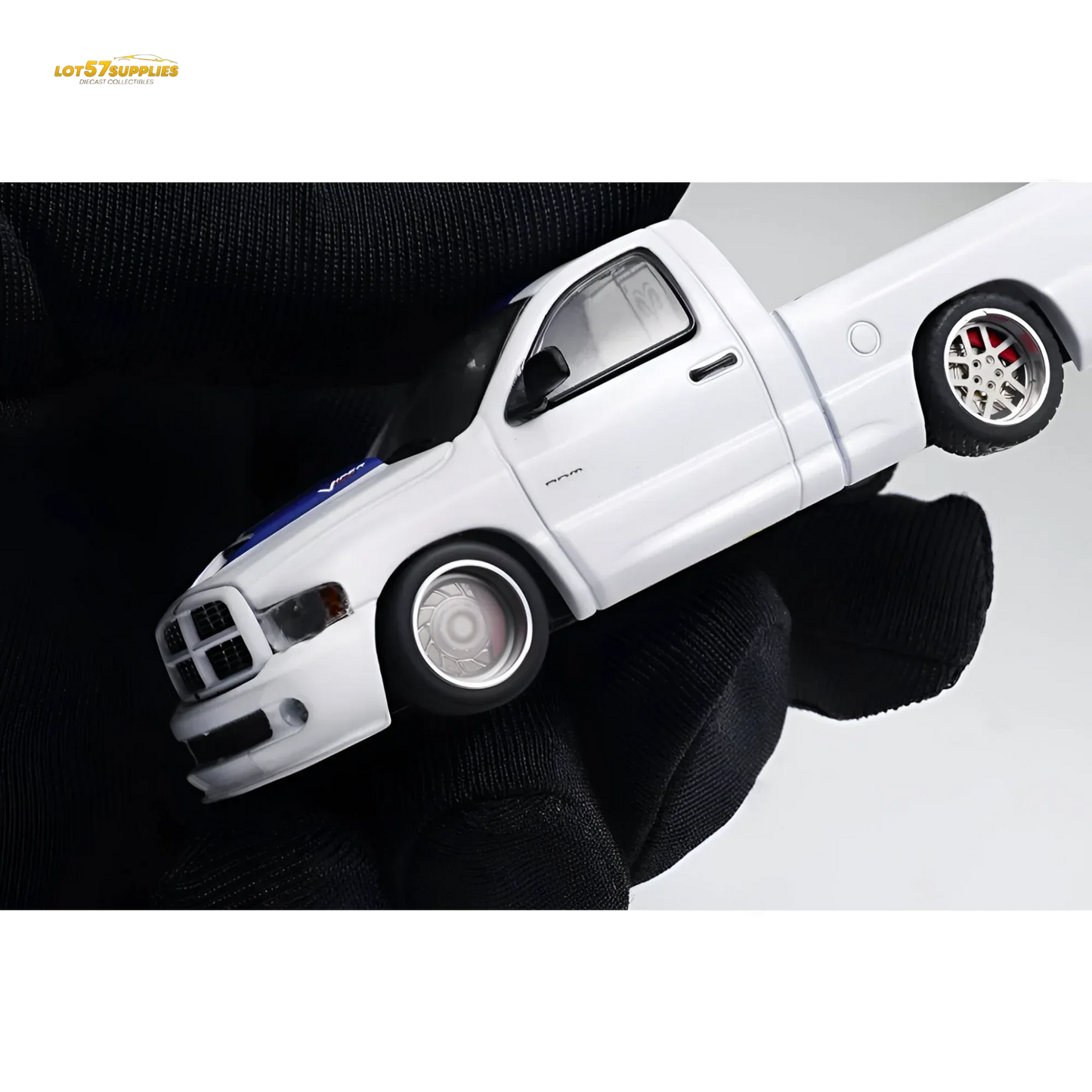 GCD Dodge RAM SRT-10 White Blue Stripe 1:64 - ToylandEU