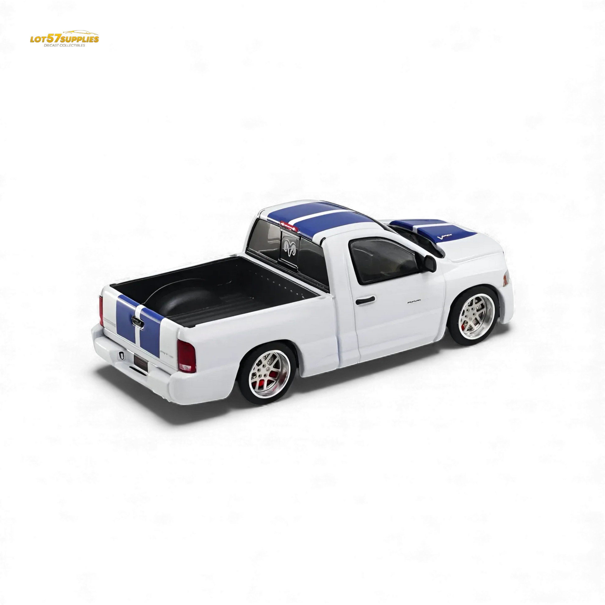 GCD Dodge RAM SRT-10 White Blue Stripe 1:64 - ToylandEU