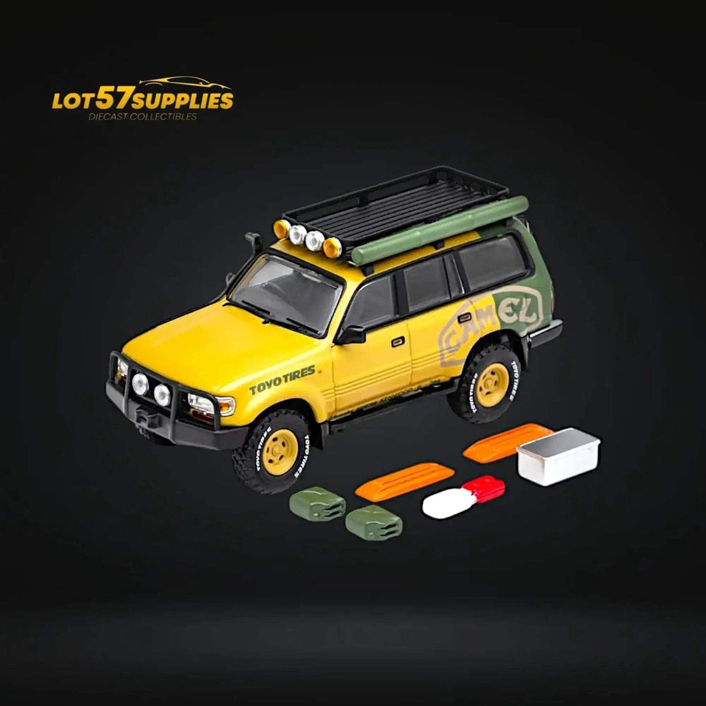 GCD Toyota Land Cruiser LC80 Camel Cup Version With Accessories 1:64 - ToylandEU
