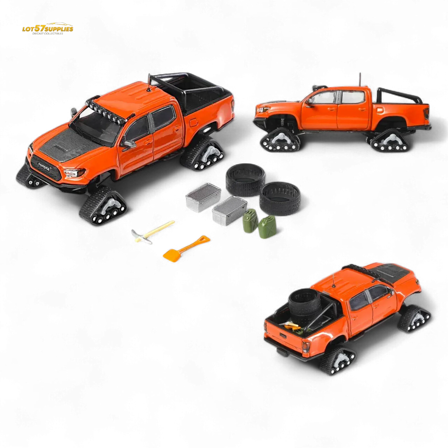 GCD Toyota TACOMA in Orange Red & 3PMSF Tires 1:64 - ToylandEU