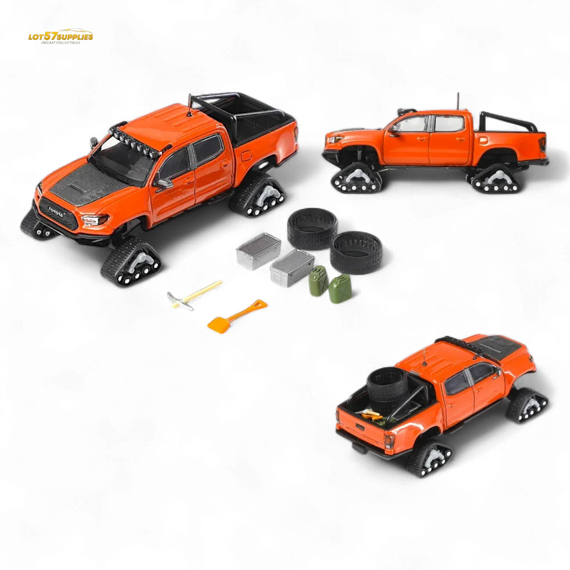 GCD Toyota TACOMA in Orange Red & 3PMSF Tires 1:64 - ToylandEU