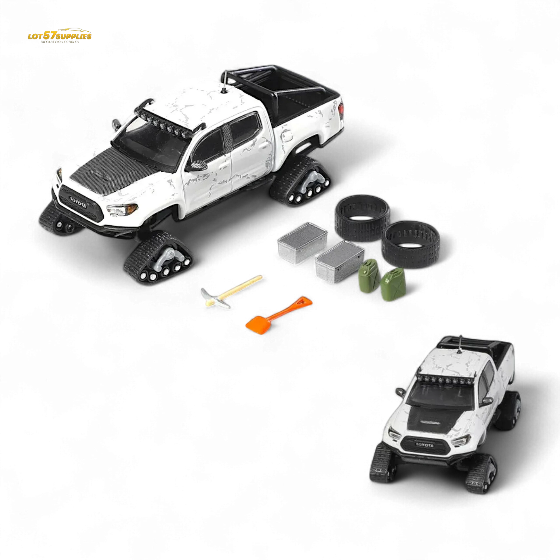 GCD Toyota TACOMA SNOW VERSION in White & 3PMSF Tires 1:64 - ToylandEU