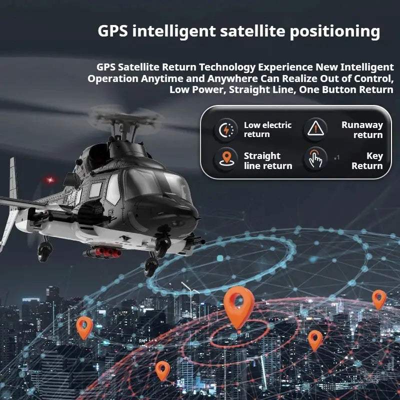 Flying Wolf Helicopter F02S Remote Control Model Aircraft Automatic Return GPS Intelligent Satellite Positioning Model Helicopte - ToylandEU