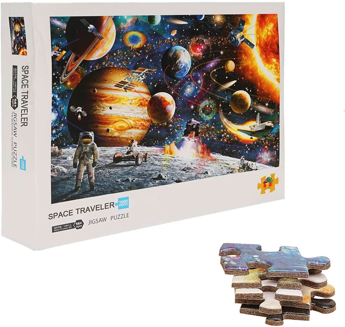 Galactic Adventure: 1000-Piece Round Space Jigsaw Puzzle for Adults - ToylandEU