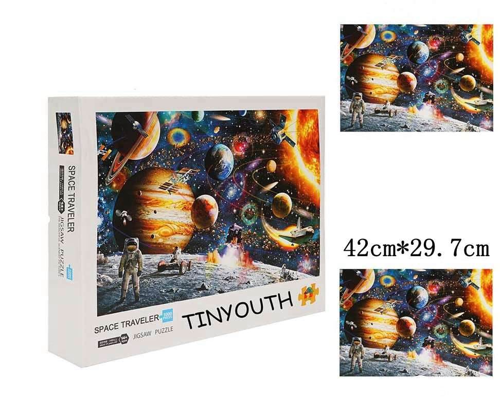 Galactic Adventure: 1000-Piece Round Space Jigsaw Puzzle for Adults - ToylandEU