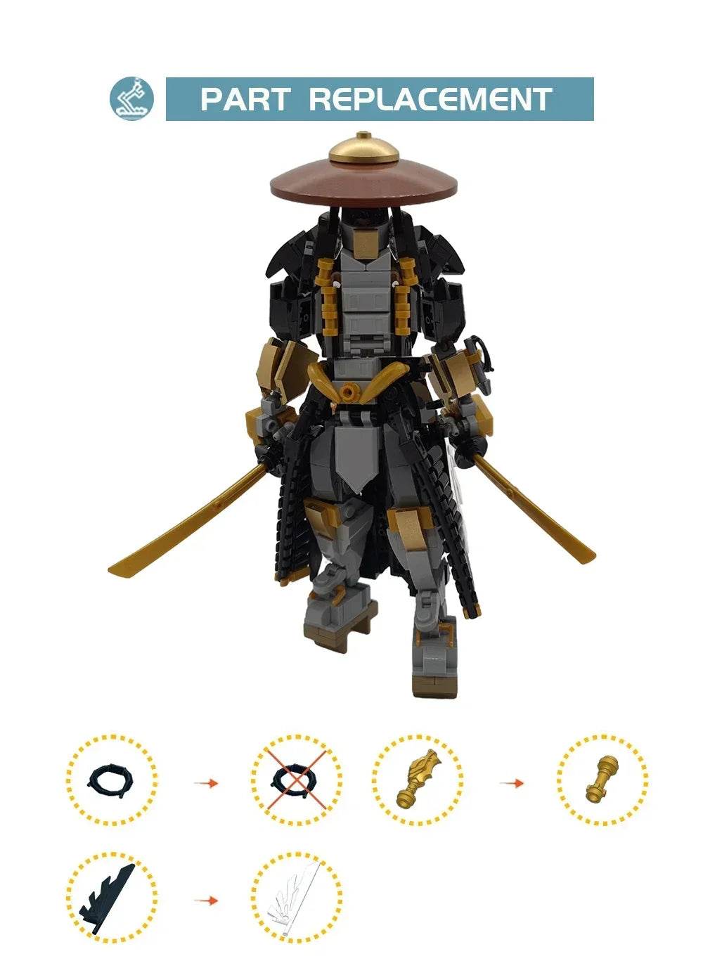 Game Swordsman Battle Mech Building Blocks MOC Black Ronin - ToylandEU