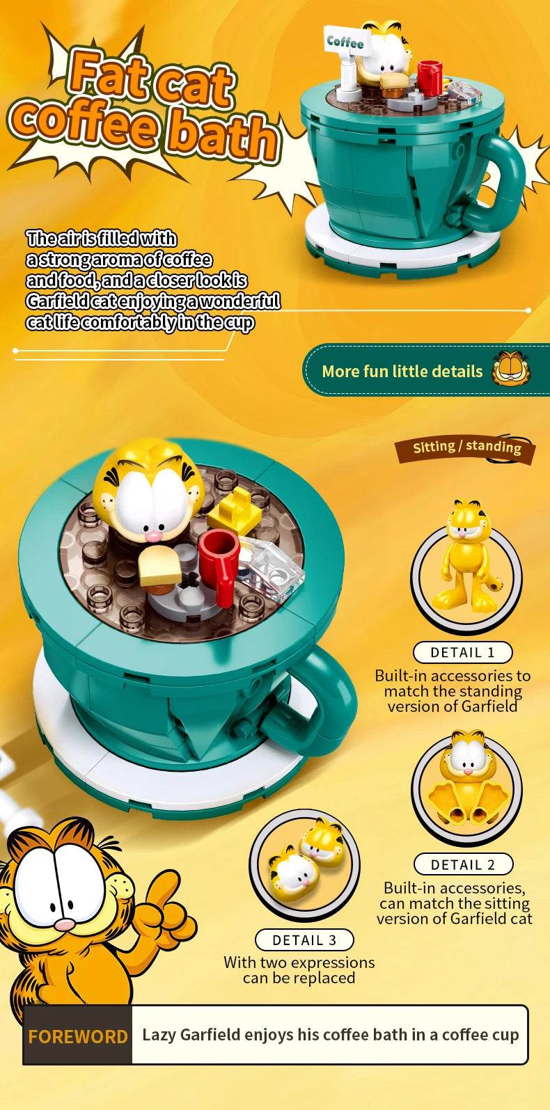 Garfield Life Theme Building Blocks Anime Figure Set For Kids - ToylandEU