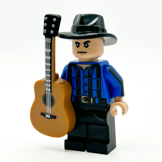 Garth Brooks Lego Figure With Custom Print Across Torso, Legs And Head And Display Stand - ToylandEU
