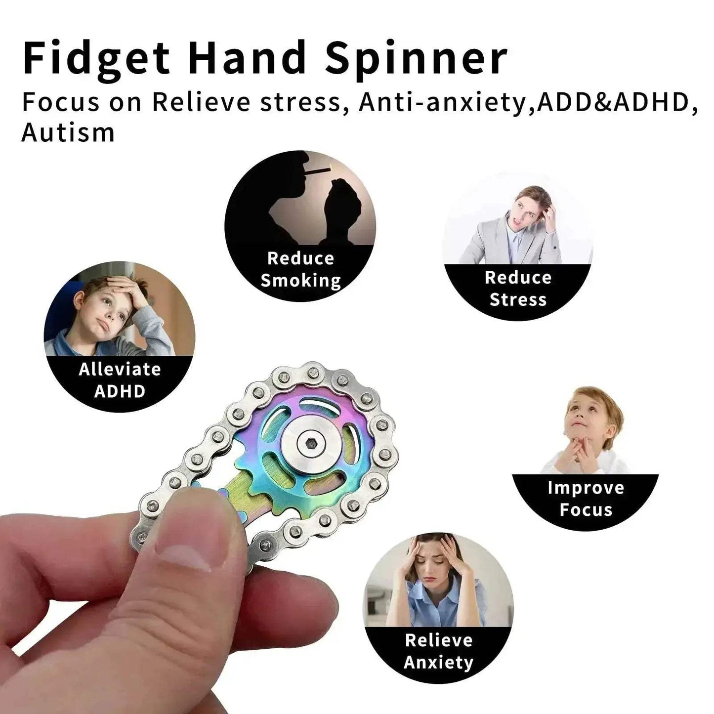 Gear Chain Gyro Fingertip Toy Metal Sprockets Spinner - ToylandEU