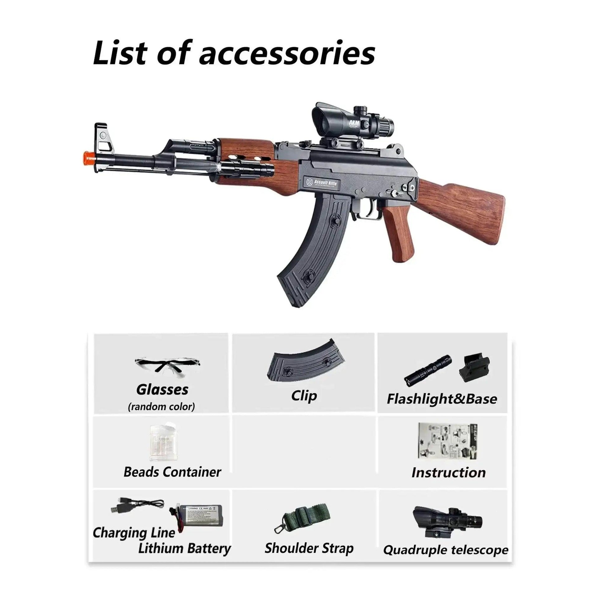  AKM Toy Gun Electric Gel Ball Blaster Rechargeable Splat Blaster -  ToylandEU™