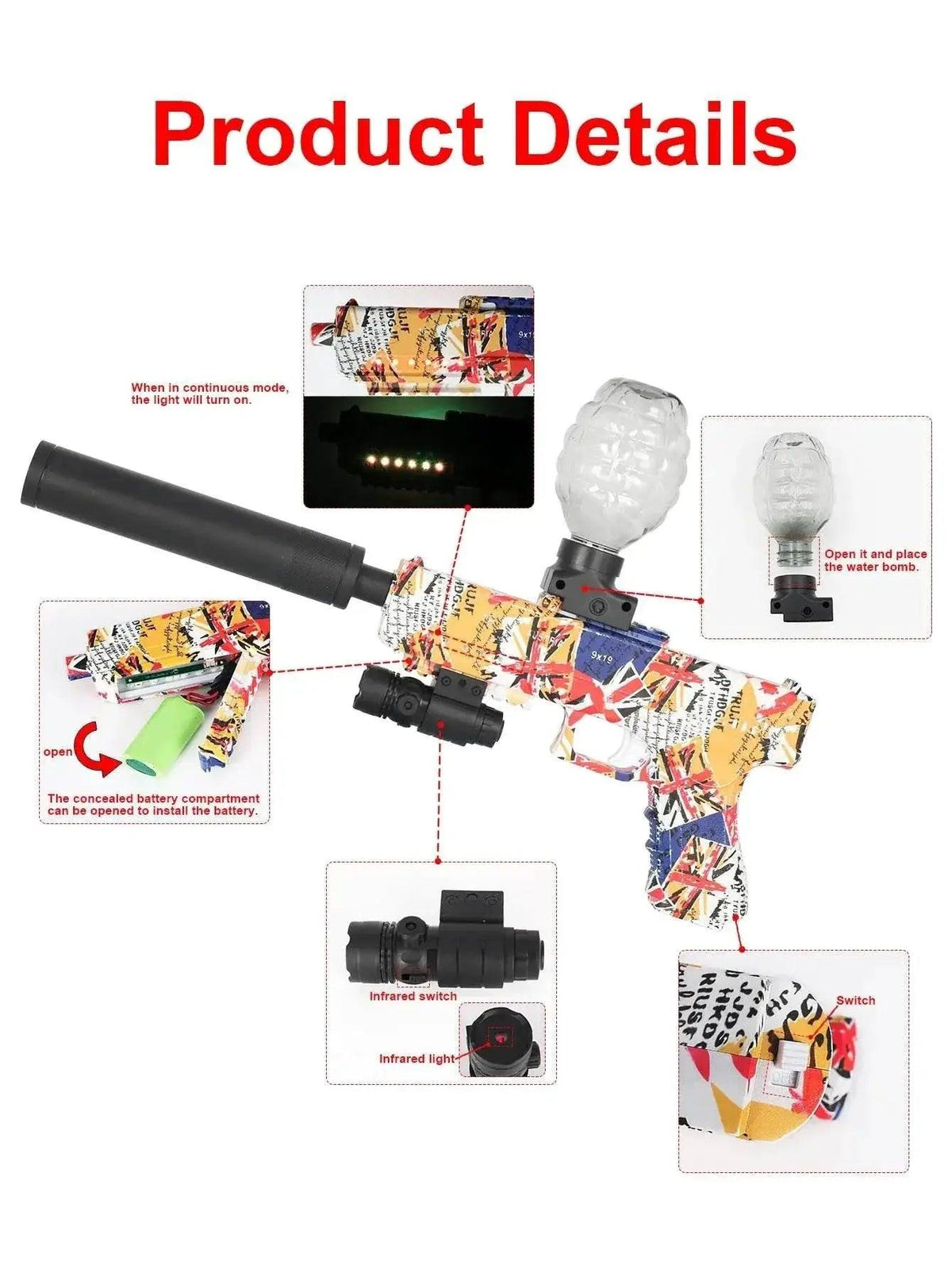  Electric Gel Ball Blaster Gun, Rechargeable Speed Firing -  ToylandEU™