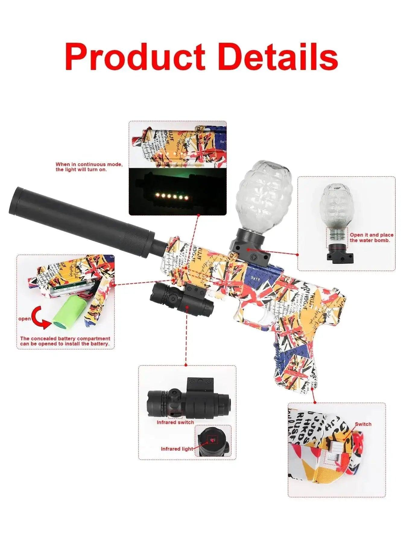  Electric Gel Ball Blaster Gun, Rechargeable Speed Firing -  ToylandEU™