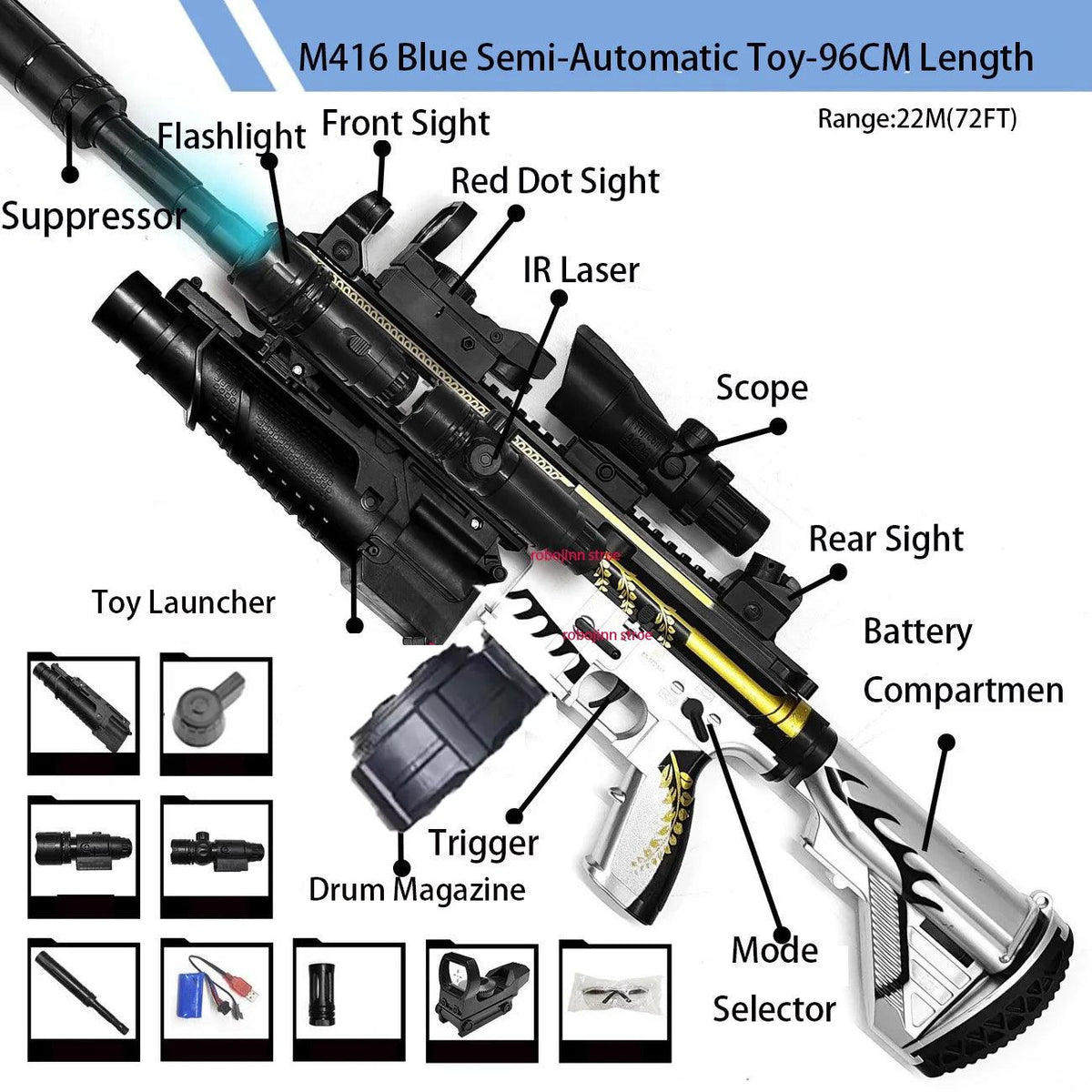 Gel Blaster Rifle | M416 White | Toylandeu™