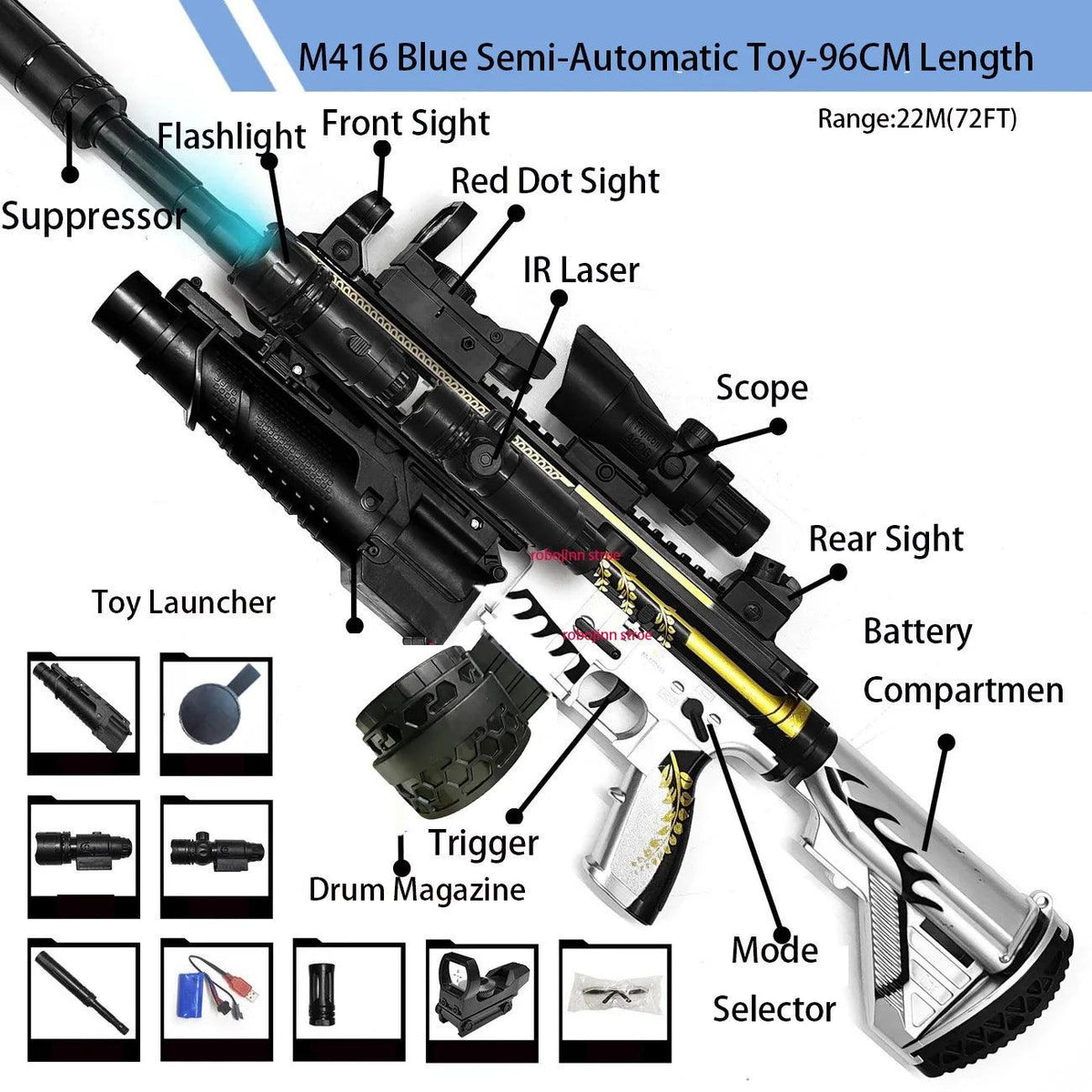 Gel Blaster Rifle | M416 White | Toylandeu™