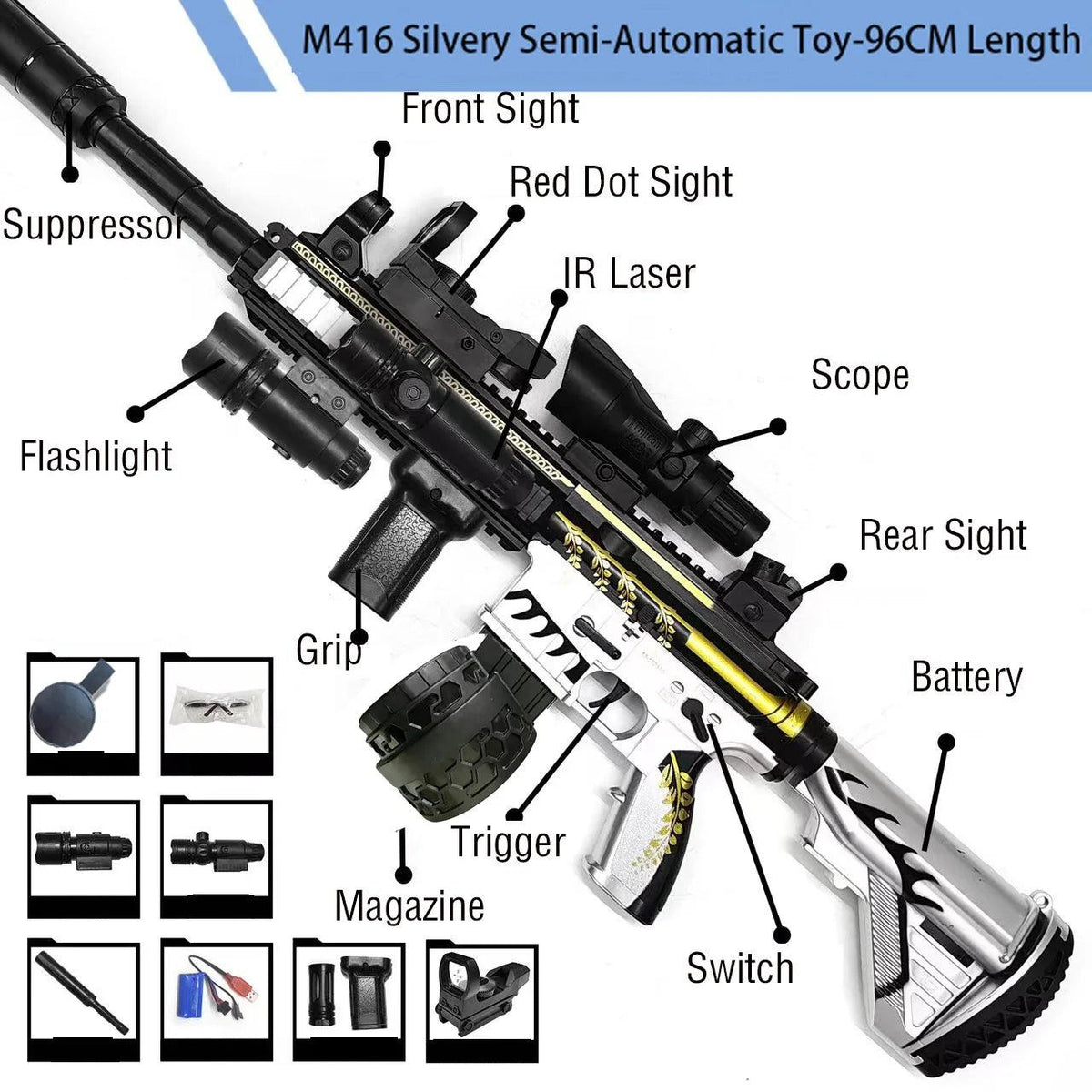 Gel Blaster Rifle | M416 White | Toylandeu™