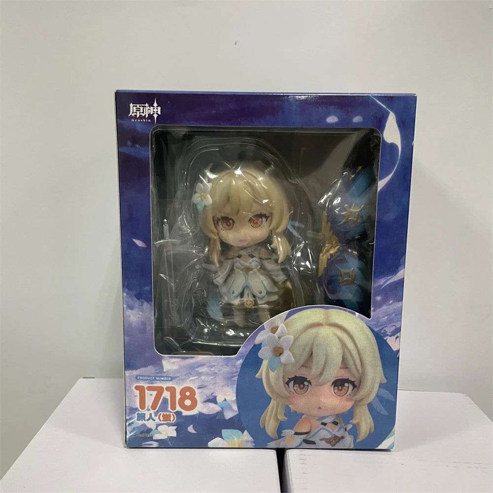  Genshin Impact Kawaii Mini Figurines, Lumine, Aether, Barbatos, Cute Chibi Action Figures Collector Toys 10 cm 