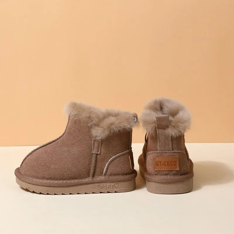 Genuine Leather Winter Snow Boots For Kids Warm Plush - ToylandEU
