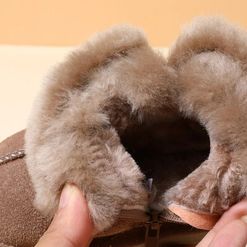 Genuine Leather Winter Snow Boots For Kids Warm Plush - ToylandEU