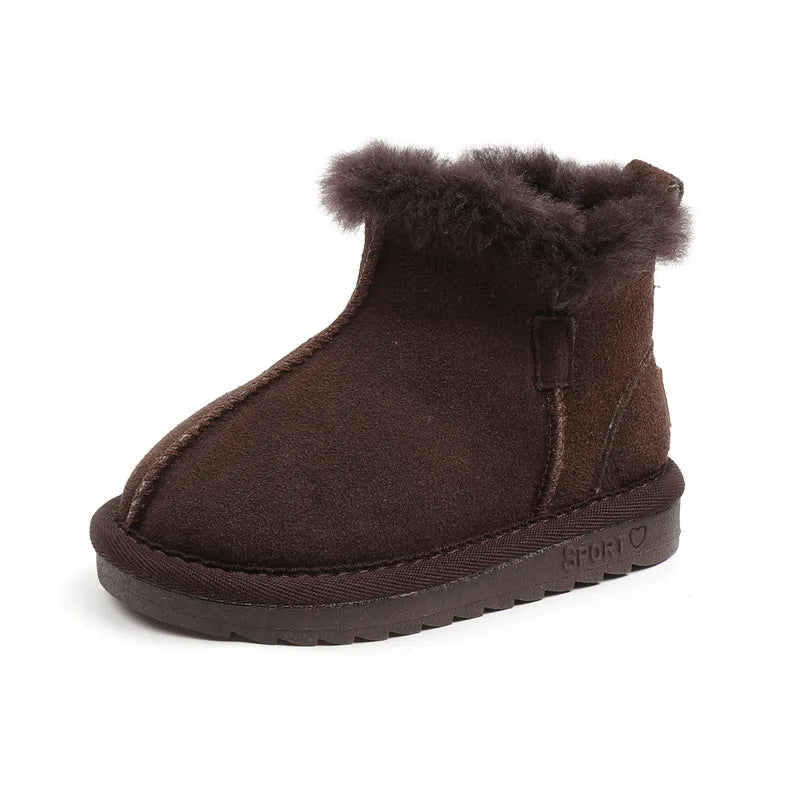 Genuine Leather Winter Snow Boots For Kids Warm Plush - ToylandEU