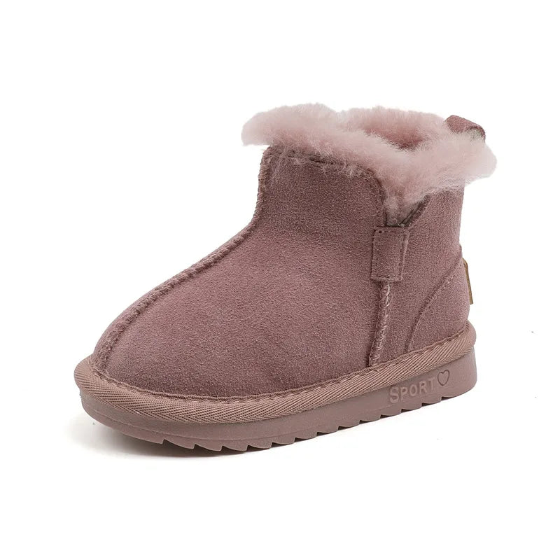 Genuine Leather Winter Snow Boots For Kids Warm Plush - ToylandEU