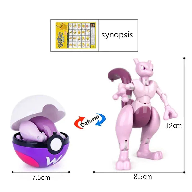 Genuine Pokeball Deformation Toys Pikachu Mewtwo Figures - ToylandEU