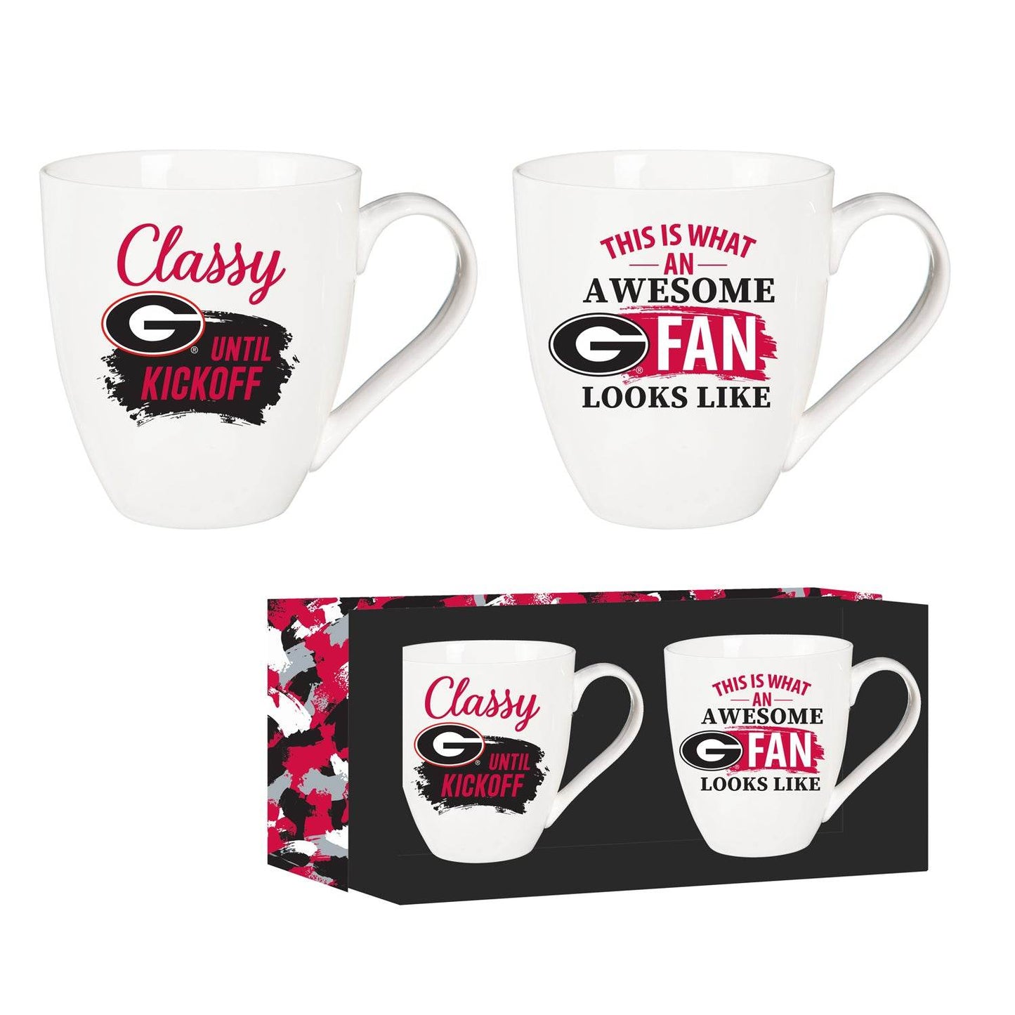Georgia Bulldogs 17oz Ceramic Mugs Gift Box Set Two Piece - ToylandEU